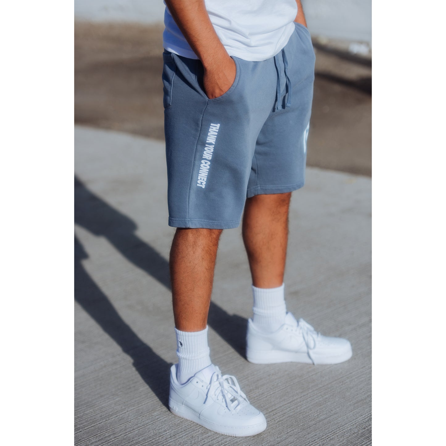 COLLEGIATE SWEATSHORTS BLUE SLATE